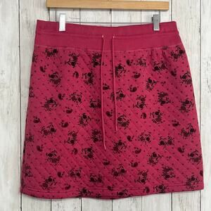Vintage Active Elements Pink Floral Paisley Quilted Pull On Stretch Mini Skirt